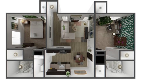 Floor plan for 2 beds, 2 baths, 856 sqft